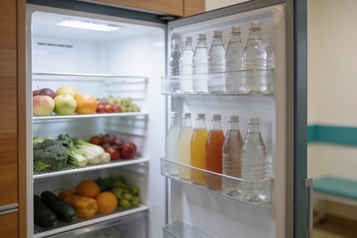 Холодильник с водой, соками и едой вместо алкоголя
